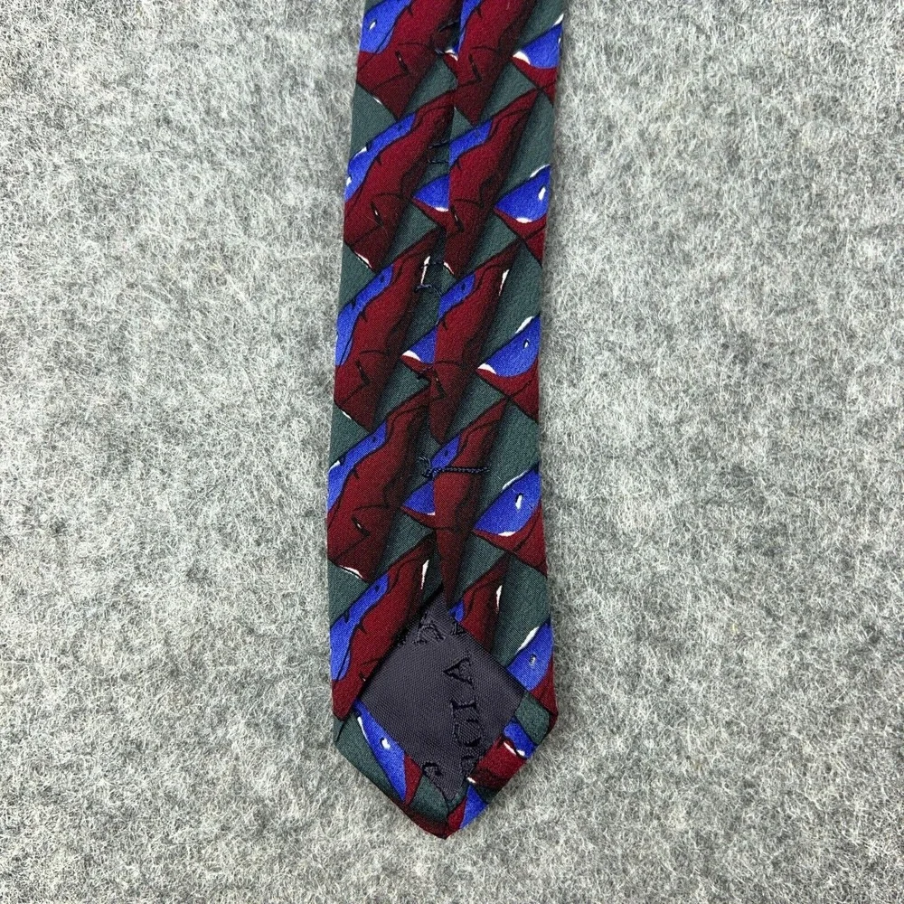 Jerry Garcia Tie Red Blue Zoot Collection 15‎ Abstract Print 100% Silk VTG 1996
